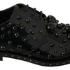 Dolce & Gabbana Black Leather Crystals Dress Broque Shoes