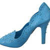 Dolce &amp; Gabbana Blaue Kristallblumen-CINDERELLA-Heels
