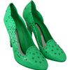 Dolce & Gabbana Green Crystal Floral Heels CINDERELLA Shoes