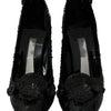 Dolce &amp; Gabbana Schwarze CINDERELLA-Heels mit Blumen- und Kristallverzierung