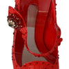 Dolce & Gabbana Red Floral Crystal CINDERELLA Heels Shoes