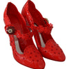 Dolce & Gabbana Red Floral Crystal CINDERELLA Heels Shoes