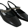Jimmy Choo Black Patent Leather Mahdis Flat Shoes
