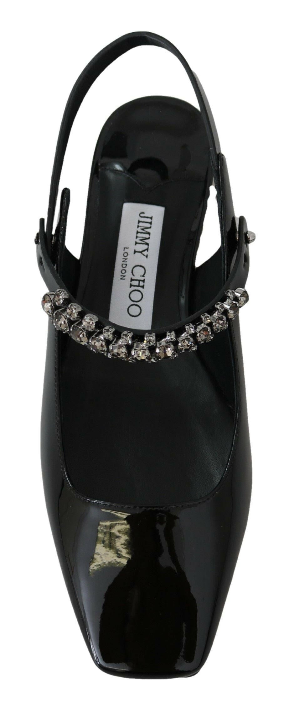 Jimmy Choo Black Patent Leather Mahdis Flat Shoes