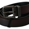 Dolce & Gabbana Solid Brown Leather Gray Buckle Belt