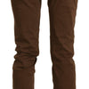 Ermanno Scervino Brown High Waist Skinny Trouser Cotton Pants