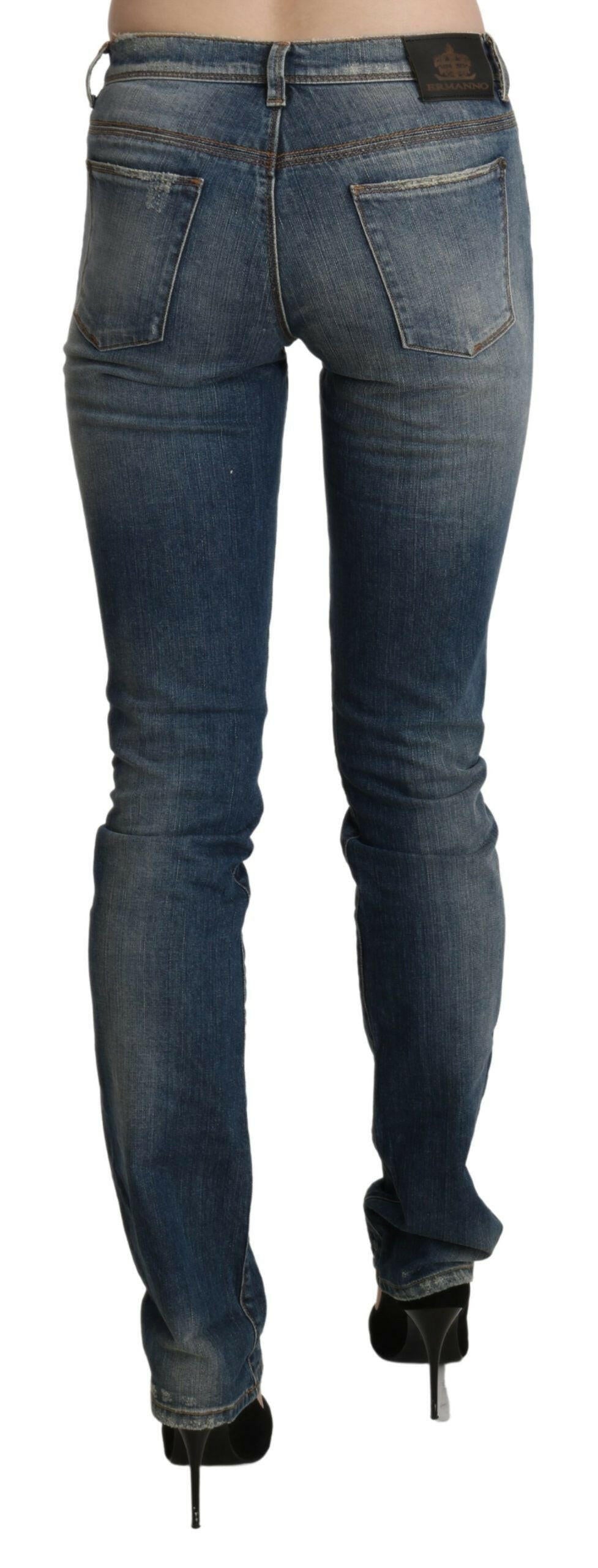 Ermanno Scervino – Blau verwaschene Skinny-Jeans mit mittlerer Taille