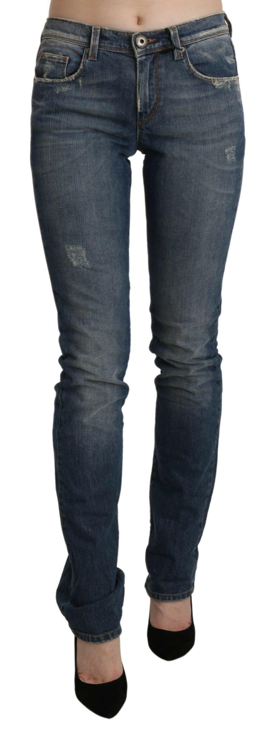 Ermanno Scervino – Blau verwaschene Skinny-Jeans mit mittlerer Taille