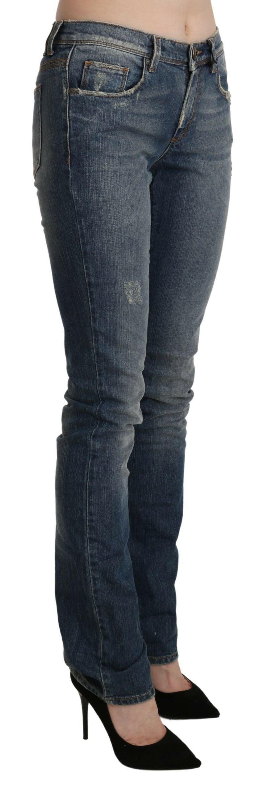 Ermanno Scervino – Blau verwaschene Skinny-Jeans mit mittlerer Taille