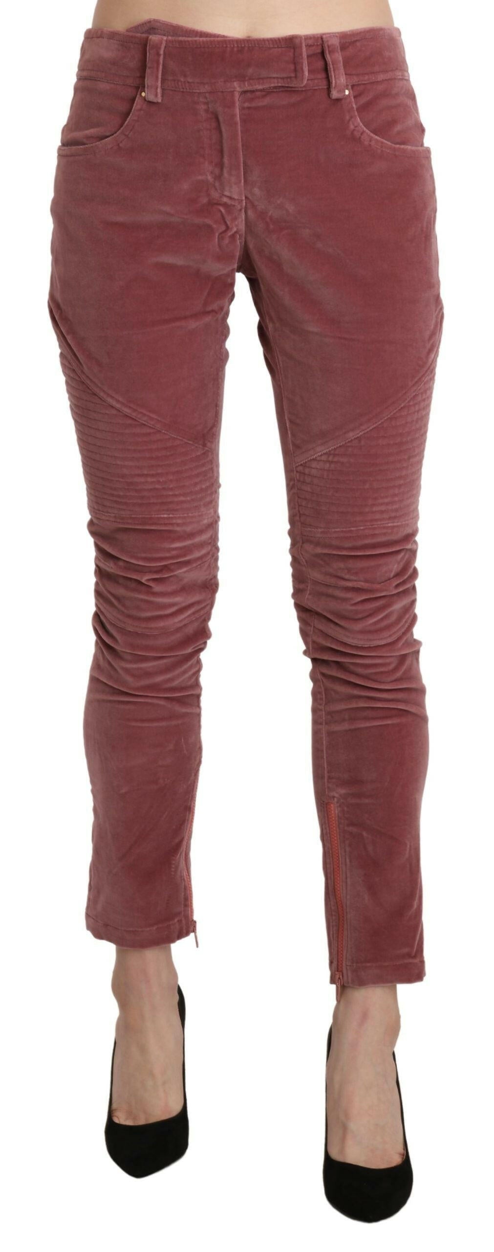 Ermanno Scervino – Rote Skinny-Hose aus Baumwolle mit mittlerer Taille