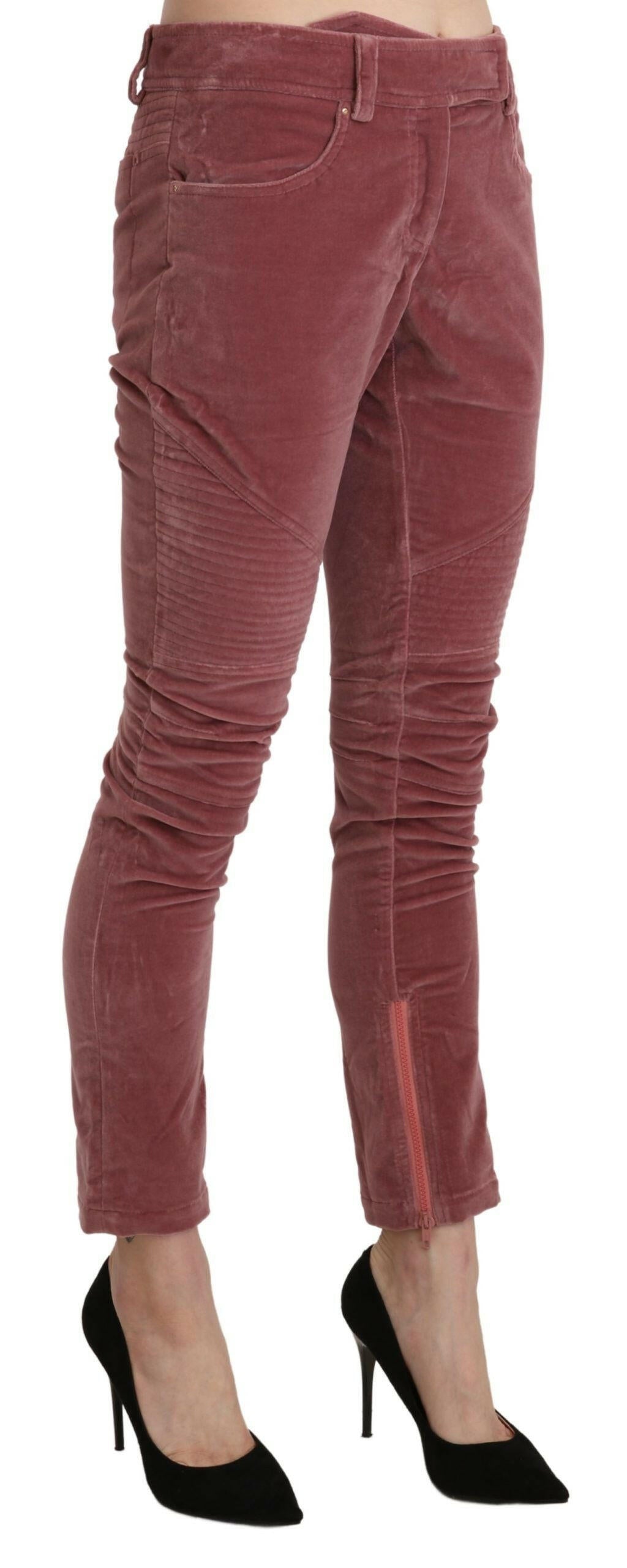 Ermanno Scervino – Rote Skinny-Hose aus Baumwolle mit mittlerer Taille