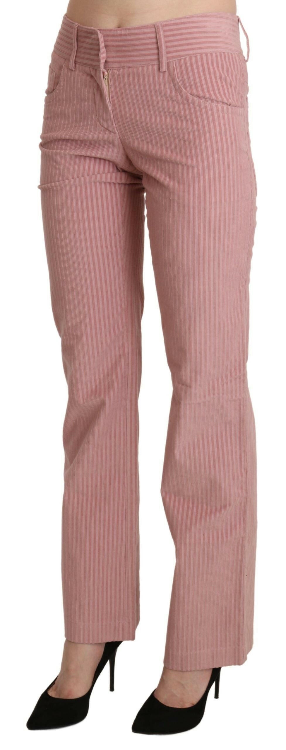 Ermanno Scervino – Gerade geschnittene Baumwollhose mit mittlerer Taille in Rosa