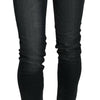 Acht – Schwarze Skinny-Jeanshose mit niedriger Taille und verwaschenem Schnitt