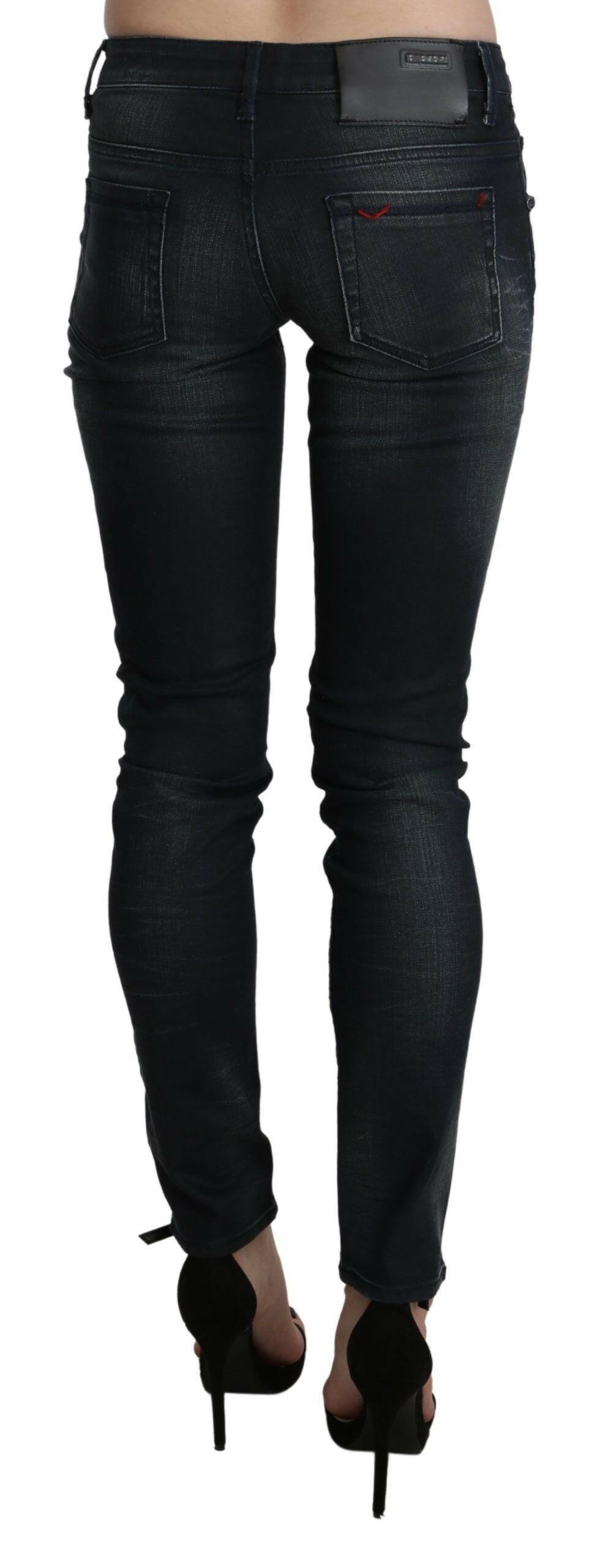 Acht – Blau verwaschene Skinny-Jeans mit niedriger Taille