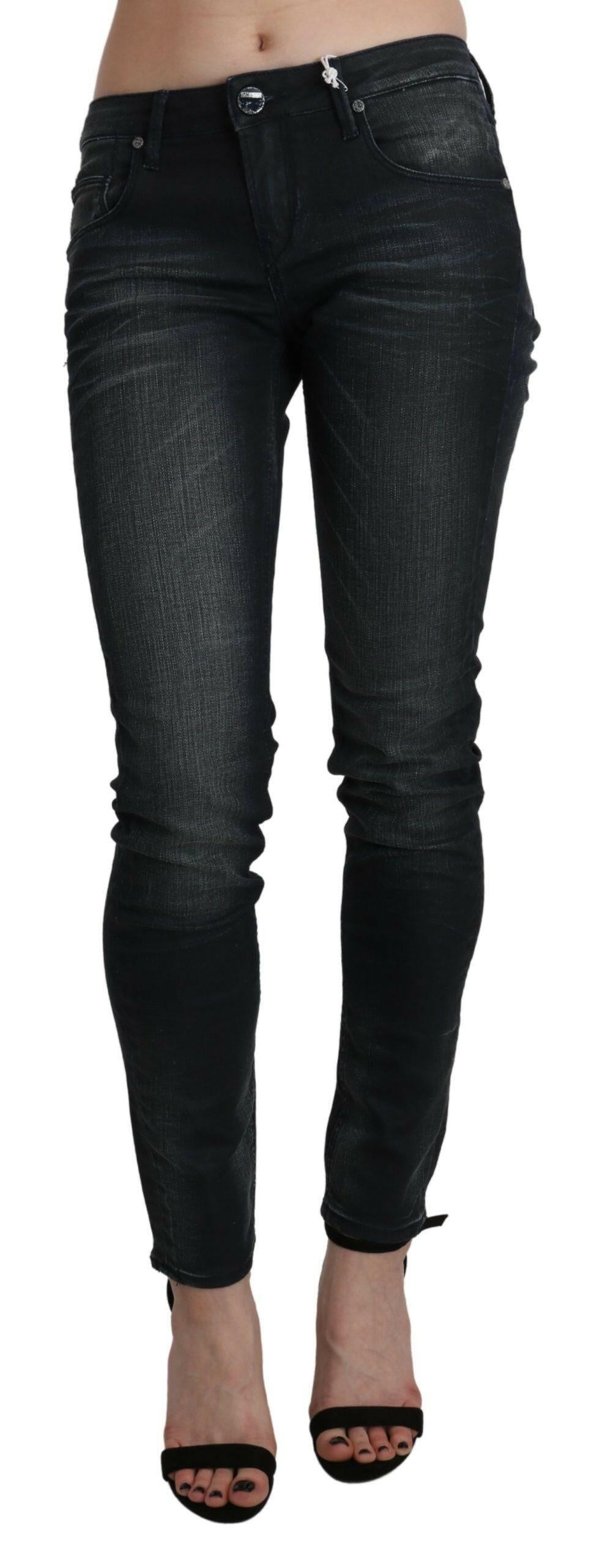 Acht – Blau verwaschene Skinny-Jeans mit niedriger Taille