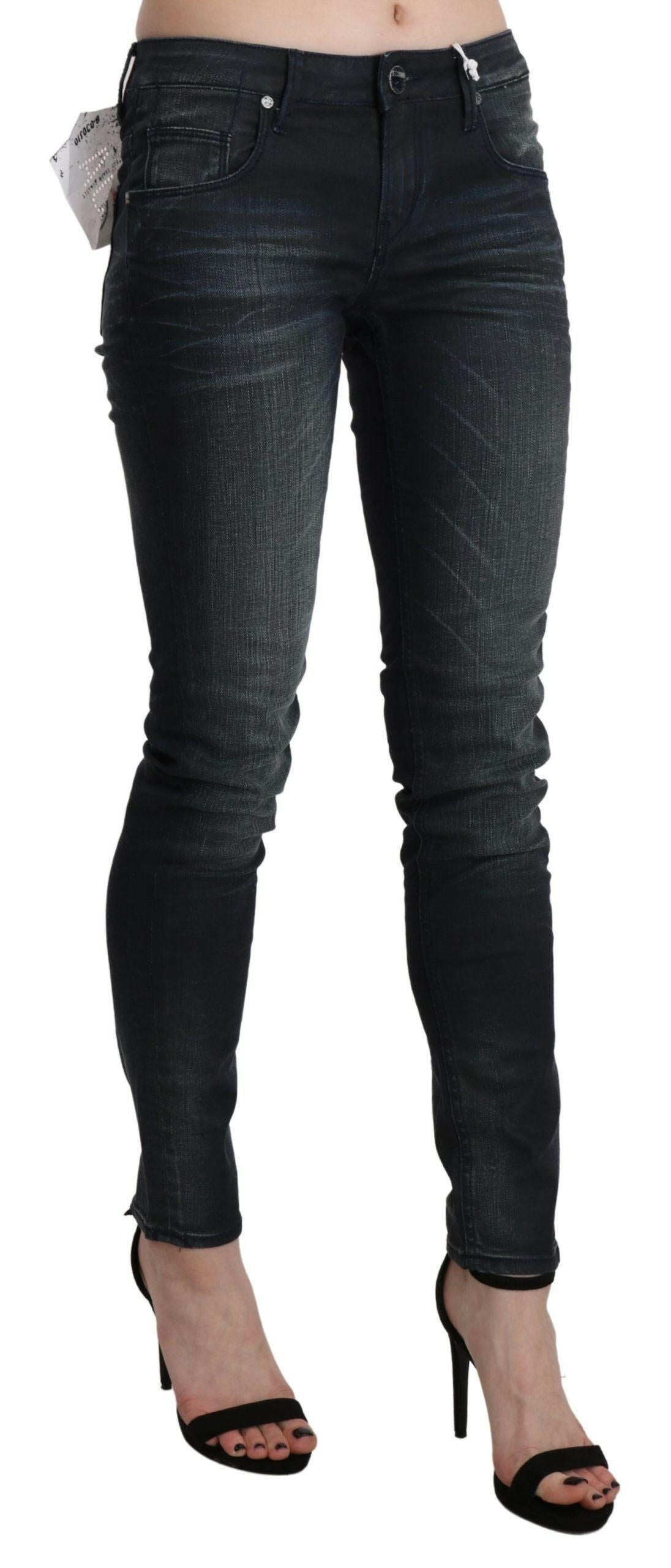 Acht – Blau verwaschene Skinny-Jeans mit niedriger Taille