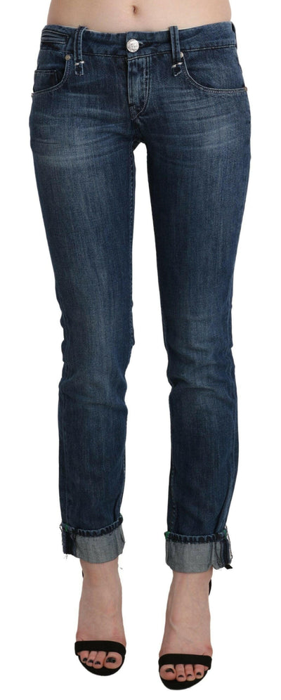 Acht – Blau verwaschene Skinny-Jeans mit niedriger Taille