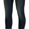 Acht – Blau verwaschene Skinny-Crop-Jeanshose mit niedriger Taille