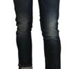Acht – Blau verwaschene Skinny-Jeanshose mit niedriger Taille