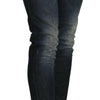 Acht – Blau verwaschene Skinny-Jeanshose mit niedriger Taille