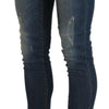 Acht – Blau verwaschene Skinny-Jeanshose mit niedriger Taille