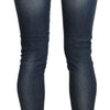 Acht – Blau verwaschene Skinny-Jeanshose mit niedriger Taille