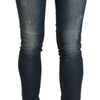Acht – Blau verwaschene Skinny-Jeanshose mit niedriger Taille