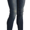 Acht – Blau verwaschene Skinny-Jeanshose mit niedriger Taille