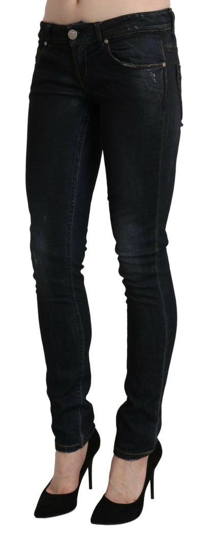 Acht – Blau verwaschene Skinny-Jeans mit niedriger Taille und schmalem Schnitt