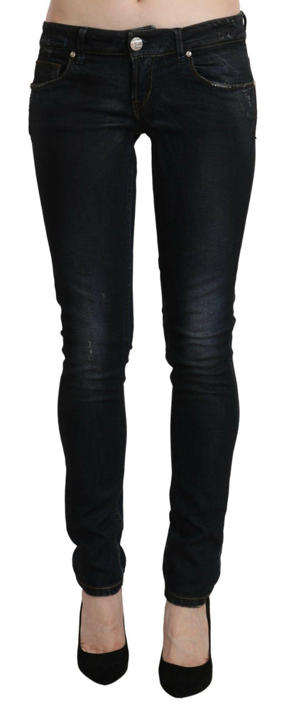 Acht – Blau verwaschene Skinny-Jeans mit niedriger Taille und schmalem Schnitt