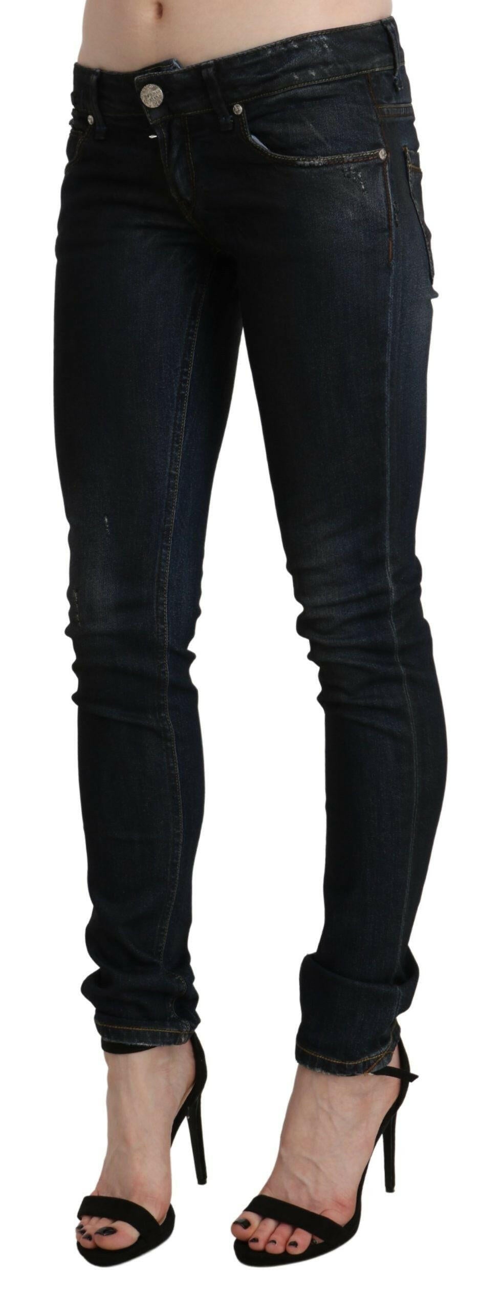 Acht – Schwarze Skinny-Jeans mit niedriger Taille und verwaschenem Design