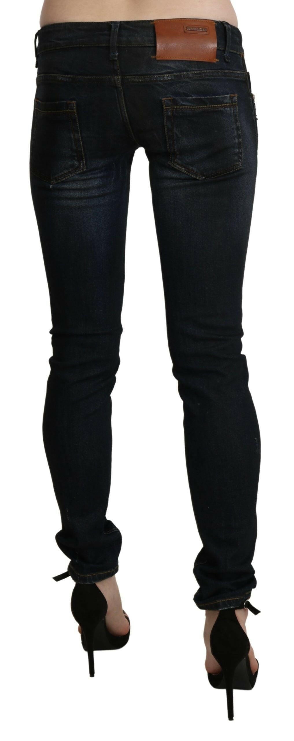 Acht – Schwarze Skinny-Jeans mit niedriger Taille und verwaschenem Design