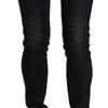 Acht – Schwarze Skinny-Jeans mit niedriger Taille und verwaschenem Design