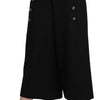 Dolce & Gabbana Black Wide Wool Leg Cropped Trouser Pant