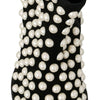 Dolce & Gabbana Black Suede Pearl Studs Boots Shoes