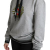 Dolce & Gabbana Gray Printed Hooded Exclusive Logo Sweater