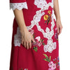 Dolce & Gabbana Red Floral Embroidered Sheath Midi Dress