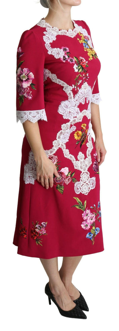 Robe fourreau mi-longue brodée de fleurs Dolce &amp; Gabbana