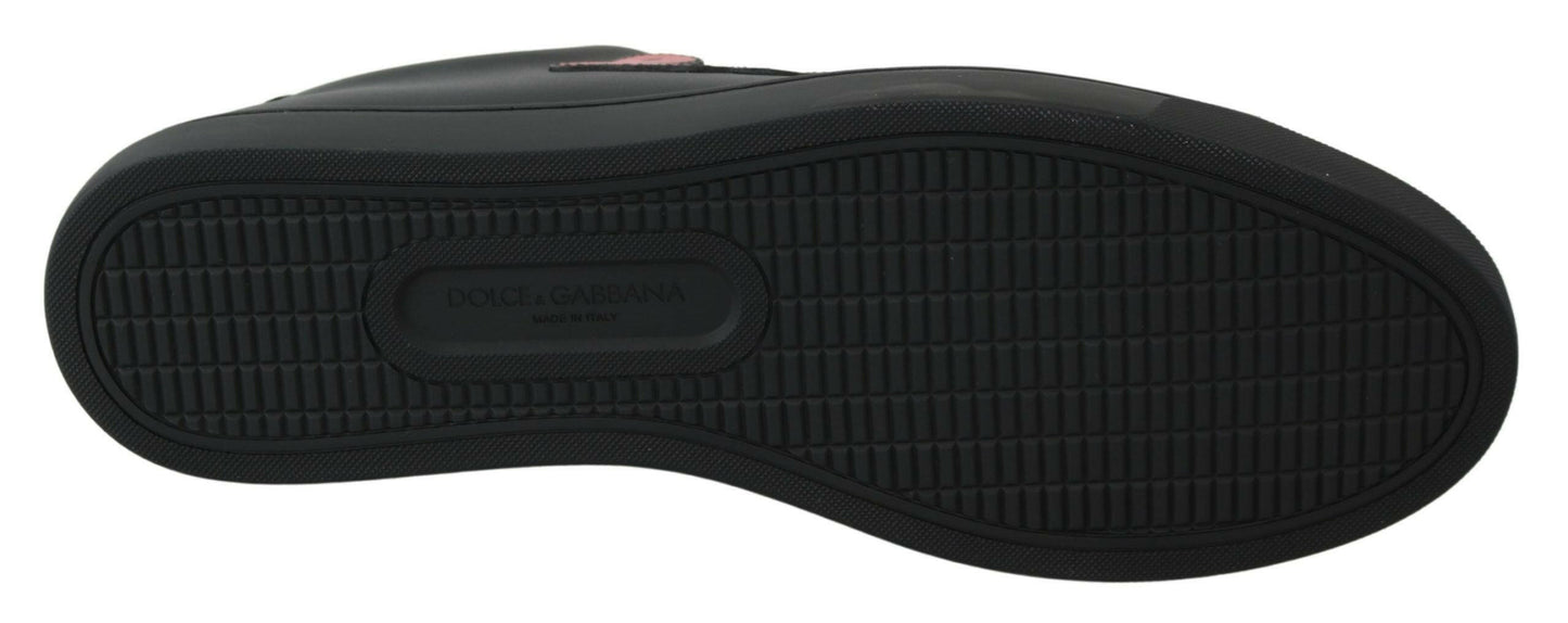 Dolce & Gabbana Black Leather Love Heart Sneakers Womens Shoes