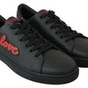 Dolce & Gabbana Black Leather Love Heart Sneakers Womens Shoes
