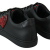 Dolce & Gabbana Black Leather Love Heart Sneakers Womens Shoes