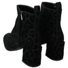 Dolce & Gabbana Black Leopard Short Boots Zipper Shoes