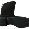 Dolce & Gabbana Black Suede Knee High Flat Boots Shoes