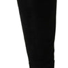 Dolce & Gabbana Black Suede Knee High Flat Boots Shoes