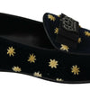 Dolce & Gabbana Blue Velvet Crown Slippers Loafers Shoes