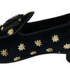 Dolce & Gabbana Blue Velvet Crown Slippers Loafers Shoes