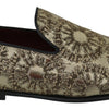 Dolce & Gabbana Gold Jacquard Flats Mens Loafers Shoes
