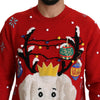 Dolce & Gabbana Red Christmas Dog Pullover Cashmere Sweater
