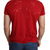 Guess Red Cotton Logo Print Men Casual Top Perforated T-shirt
