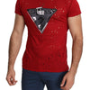 T-shirt Guess en coton rouge radieux, parfait pour un style quotidien
